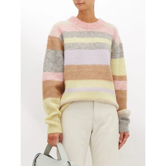 Acne Studios Kalbah Mohair Wool Stripe Longline Oversized Sweater, Size XXS, EUC - Picture 1 of 16